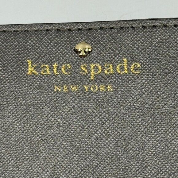 Kate Spade New York Gray Leather Zip-Around Wallet With 12 Card Slots & Interior - Picture 2 of 14